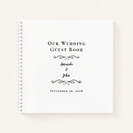 Elegantes Wedding Black & White Budget Gästebuch Notizblock