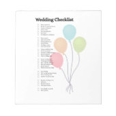Elegantes Wedding Checklist Notepad Notizblock (Vorderseite)
