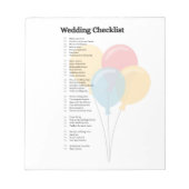 Elegantes Wedding Checklist Notepad Notizblock (Vorderseite)