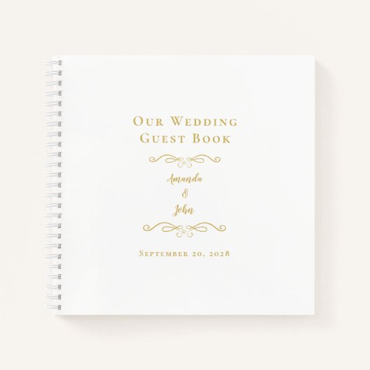 Elegantes Wedding Classic Gold Budget Gästebuch Notizblock (Vorderseite)