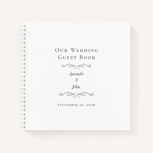Elegantes Wedding Classic Graues Budget Gästebuch Notizblock (Vorderseite)