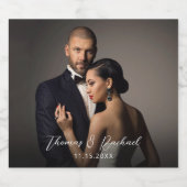 Elegantes Wedding Couple Foto Schaumweinetikett (Einzelnes Label)
