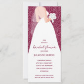 Elegantes Wedding Dress Brautparty Cranberry Einladung (Vorderseite)