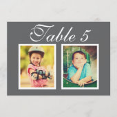 Elegantes Wedding Foto Charcoal Gray Tischnummer (Vorderseite)