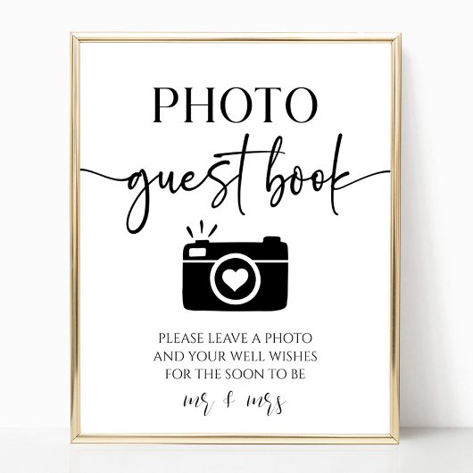 Elegantes Wedding Foto Gästebuchzeichen Poster