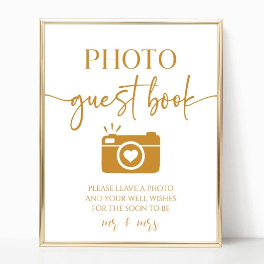 Elegantes Wedding Foto Gästebuchzeichen Poster