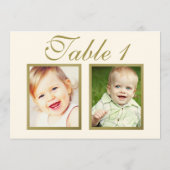 Elegantes Wedding Foto Ivory Gold Tischnummer (Rückseite)