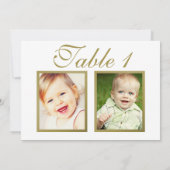 Elegantes Wedding Foto White Gold Tischnummer (Rückseite)