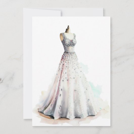 Elegantes Wedding Gown Brautparty Einladung (Rückseite)