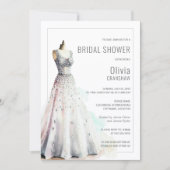 Elegantes Wedding Gown Brautparty Einladung (Vorderseite)