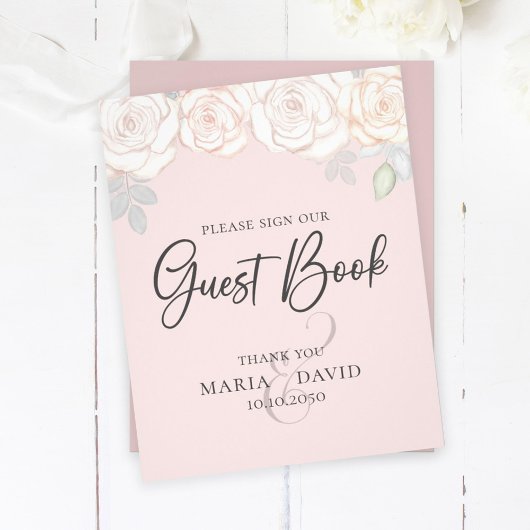Elegantes Wedding Guest Book Sign Blush Pink Flyer