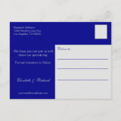 Elegantes Wedding Marine-Blau-Silber Save the Date Ankündigungspostkarte (Rückseite)