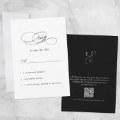 Elegantes Wedding Minimal Modernes QR Code Monogra RSVP Karte