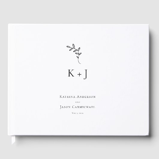 Elegantes Wedding Minimal Monogram Foto Gästebuch (Vorderseite)