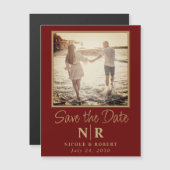 Elegantes Wedding Monogram Foto Save the Date Magneteinladung (Vorne/Hinten)