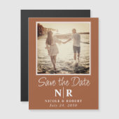 Elegantes Wedding Monogram Foto Save the Date Magneteinladung (Vorne/Hinten)