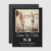 Elegantes Wedding Monogram Foto Save the Date Magneteinladung (Vorne/Hinten)