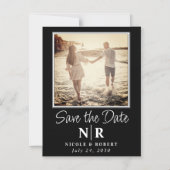 Elegantes Wedding Monogram Foto Save the Date Magneteinladung (Vorderseite)