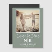 Elegantes Wedding Monogram Foto Save the Date Magneteinladung (Vorne/Hinten)