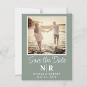 Elegantes Wedding Monogram Foto Save the Date Magneteinladung (Vorderseite)