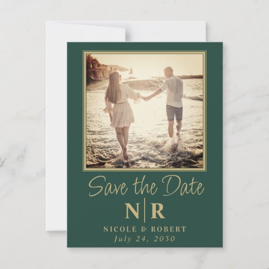 Elegantes Wedding Monogram Foto Save the Date Magneteinladung (Vorderseite)