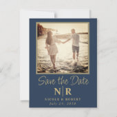 Elegantes Wedding Monogram Foto Save the Date Magneteinladung (Vorderseite)