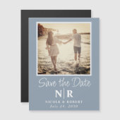 Elegantes Wedding Monogram Foto Save the Date Magneteinladung (Vorne/Hinten)