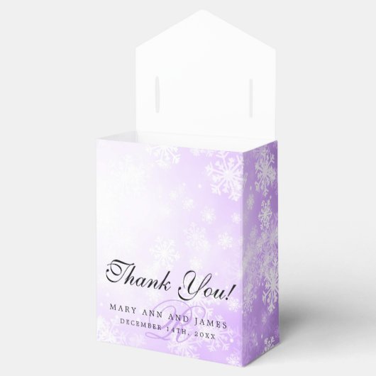 Elegantes Wedding Monogram Lila Winter Wonderland Geschenkschachtel (Geöffnet)