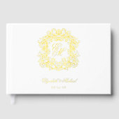 Elegantes Wedding Monogram Vintages Wappen Gold Gästebuch (Vorderseite)