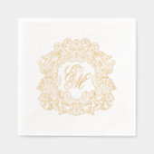 Elegantes Wedding Monogram Wappen Servietten Mit Folie (Vorderseite)