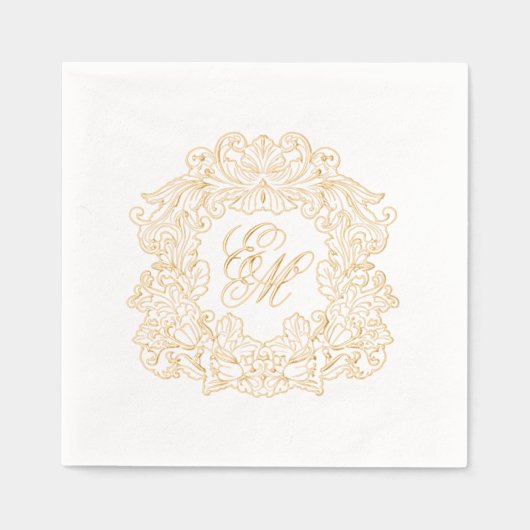 Elegantes Wedding Monogram Wappen Servietten Mit Folie (Vorderseite)