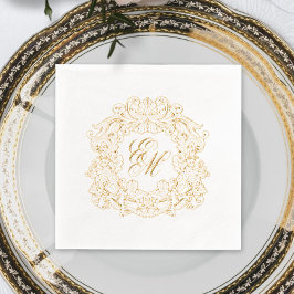 Elegantes Wedding Monogram Wappen Servietten Mit Folie