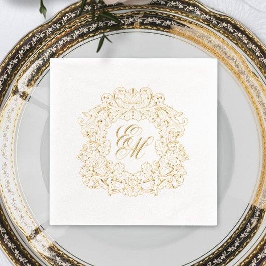 Elegantes Wedding Monogram Wappen Servietten Mit Folie