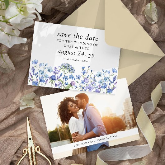 Elegantes Wedding Periwinkle Wildblume Foto Save The Date