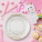 Elegantes Wedding Personalisiert Gold Glitzer Foto Pappteller (Party)