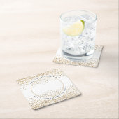 Elegantes Wedding Personalisiert Gold Glitzer Foto Rechteckiger Pappuntersetzer (Vor Ort)