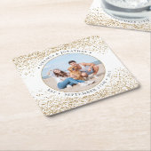 Elegantes Wedding Personalisiert Gold Glitzer Foto Rechteckiger Pappuntersetzer (angewinkelt)
