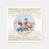 Elegantes Wedding Personalisiert Gold Glitzer Foto Serviette (Vorderseite)