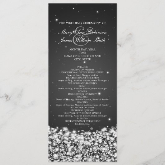 Elegantes Wedding Program Star Sparkle Black Programm (Vorderseite)