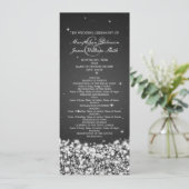 Elegantes Wedding Program Star Sparkle Black Programm (Stehend Vorderseite)