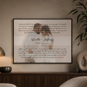 Elegantes Wedding Vow Kunstjubiläum Paare Foto Poster
