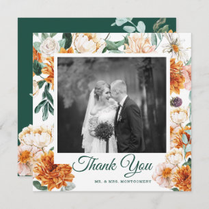 Elegantes Wedding Watercolor Foto Vielen Dank Dankeskarte