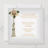 Elegantes Wedding White Cream Gold Rose Set Einladung (Rückseite)