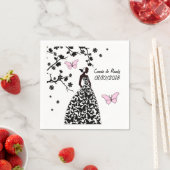 Elegantes Wedding White Paper Napkin Butterflies Serviette (Beispiel)