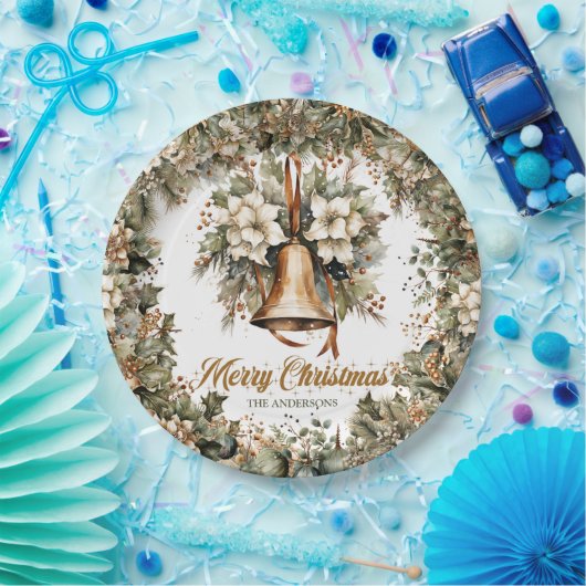 Elegantes Weibchen, goldenes Imitat Weihnachtsgloc Pappteller (Party)