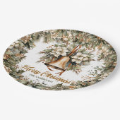 Elegantes Weibchen, goldenes Imitat Weihnachtsgloc Pappteller (Schrägansicht)