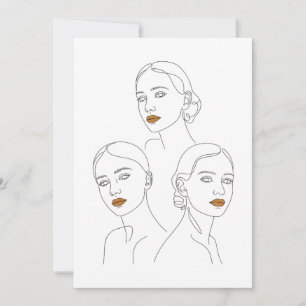 Elegantes weibliches Linienkunst-Trio, minimalisti Einladung