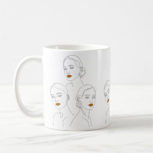 Elegantes weibliches Linienkunst-Trio, minimalisti Kaffeetasse