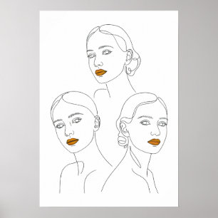 Elegantes weibliches Linienkunst-Trio, minimalisti Poster