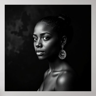 Elegantes weibliches Portrait - Holzkohle Schwarz Poster